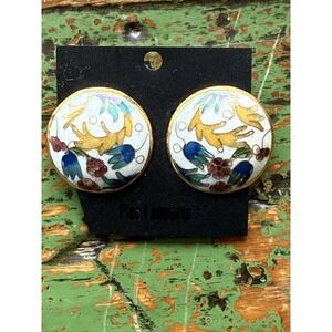 Pier 1 Vintage Metal Enameled Clip‎ On Earrings